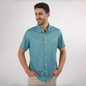 Men's JACHS NY Short Sleeve 4-Way Stretch Knit Performance Shirt, NWT, Green, L